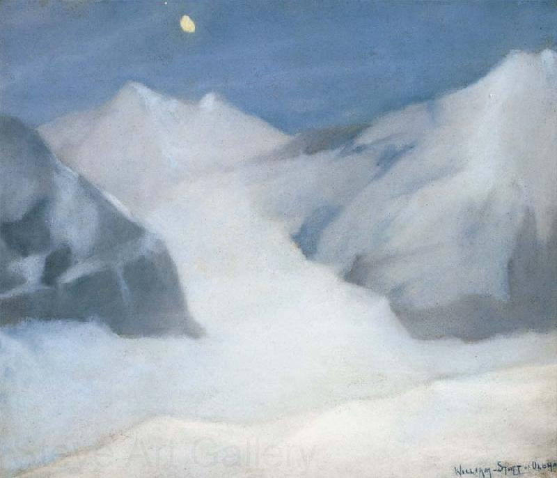William Stott of Oldham Mountain Peak by Moonlight Spain oil painting art